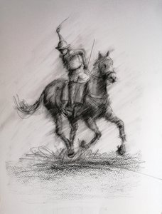 Esboço de um guerreiro a cavalo