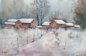 Aldeia rústica de inverno de Giorgio Gosti