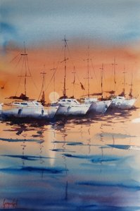 Veleiros ao pôr do sol de Giorgio Gosti