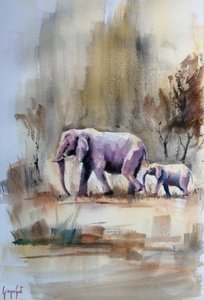 Família de elefantes da savana de Giorgio Gosti