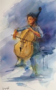 Interpretação serena de violoncelo
