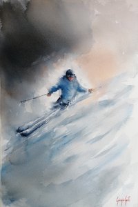 Esquiador na neve fresca de Giorgio Gosti