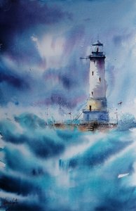 Ondas tempestuosas no farol de Giorgio Gosti