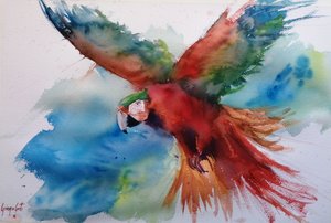 Arara colorida em voo de Giorgio Gosti