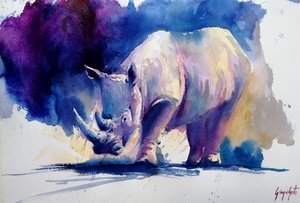 Rinoceronte Roxo Vibrante de Giorgio Gosti