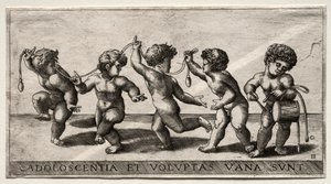 Crianças dançando ao som de um tambor, meados do século XVI. de Giorgio Reverdino