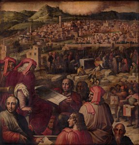 Arnolfo di Cambio mostra o plano de ampliar Florença, 1563-1565 de Giorgio Vasari