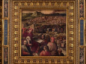Arnolfo mostra plano de ampliação de Florença de Giorgio Vasari