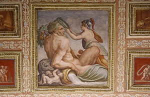 Ceres enfermagem Triptolemus, detalhe do teto Altoviti, 1553 afresco de Giorgio Vasari