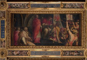 Clemente IV entrega sua insígnia aos capitães da parte Guelph de Giorgio Vasari