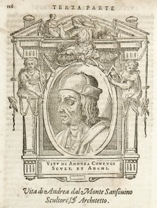 Milão, Biblioteca Braidense, Vite de piv excellent, Giorgio Vasari 1568, Andrea Contucci de Giorgio Vasari