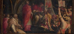 O Papa Clemente IV entrega sua insígnia aos capitães do Partido Guelph, 1563-1565 de Giorgio Vasari