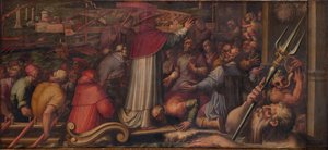 Papa Eugênio IV desembarca em Leghorn para se refugiar em Florença, 1563-1565 de Giorgio Vasari