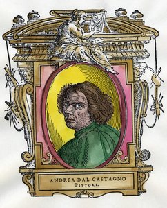Retrato do pintor Andrea Del Castagno (c. 1410 - 1457). Coleção de biografias de pintores e escultores de Giorgio Vasari. de Giorgio Vasari