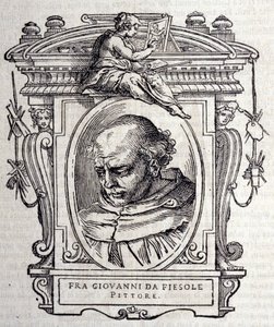 Retrato de Beato Angelico dit Fra Angelico (Guido Di Pietro Da Mugello) 1390-1455, pintor italiano. Em "Vidas dos melhores escultores e arquitectos italianos" de Giorgio Vasari 1568. de Giorgio Vasari