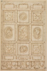 Estudo para Decoração de Teto, com Rebeca e Eliezer no Poço (reto); Estudo para decoração de teto (verso) de Giorgio Vasari