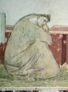 Aparição de São Francisco a Santo António, por Giotto (1267-1337), fresco, Detalhe, Basílica de Santa Croce, Capela Bardi, Florença,1325-1330 de Giotto (c.1266 1337)