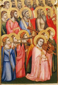 Itália, Florença, Basílica da Santa Cruz, Capela de Bandini Baroncelli, Anjos tocando instrumentos musicais, detalhe da coroação da Virgem de Giotto (c.1266 1337)