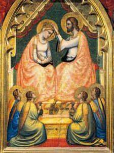 Itália, Florença, Basílica da Santa Cruz, Capela de Bandini Baroncelli, Coroação da Virgem, de Giotto (1267-1337), fresco, Detalhe de Giotto (c.1266 1337)