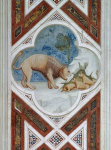 Azulejo pintado, símbolo da ressurreição de Jesus Cristo, Detalhe dos afrescos, de Giotto de Giotto (c.1266 1337)
