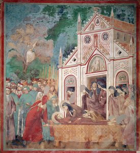 O cortejo funerário de São Francisco de Assis é interrompido diante de São Damien para que Santa Claire possa venerar o corpo - Fresco de Giotto (c.1266 1337)