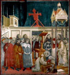 História de São François de Assis: "O milagre da creche de Greccio" São François criou a primeira creche em Greccio perto de Rieti em 1223. Fresco por Giotto di Bondone (1267-1337). 1296-1299 Sol. 270x230 cm Basílica Superior de São Francisco de Assis,