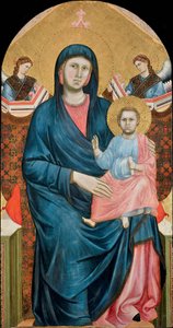 Madonna e Child Enthroned with Two Angels par Giotto di Bondone (1266-1377). Tempera no painel, c. 1288, Museo Diocesano di Santo Stefano, Florença de Giotto (c.1266 1337)