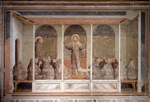 São Francisco aparece a um capítulo em Arles durante a predicação de Santo Antônio de Pádua (Fresco de Giotto (c.1266 1337)