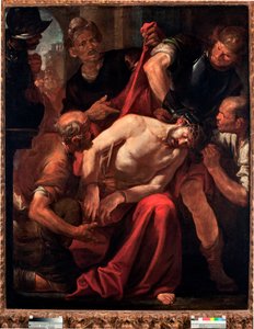 A Derisão de Cristo (Jesus zombado pelos soldados) Pintura de Gioacchino Assereto (1600-1649) Genes do século XVII, Musei di Strada Nuova