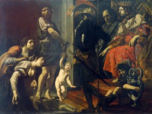 Acórdão de Salomão por Giovanni Battista Caracciolo (1578-1635), óleo sobre tela