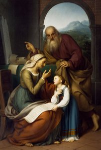Educação da Virgem, Giovanni Carnovali conhecido como Il Piccio (1804-1873), óleo sobre tela, 205x140 cm. Igreja Paroquial de São Bartolomeu, Almenno San Bartolomeo. Itália