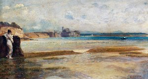 Lua no Mar Tirreno, pintura de Nino Costa (1826-1903), Itália
