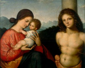Madonna com criança e St. Sebastian