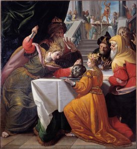 Salomé com cabeça de São João Batista sobre uma placa de prata Pintura de Giovanni Andrea Ansaldo (1584-1638) 1630 aproximadamente Genes, Musei di Strada Nuova (ex Palazzo Bianco)