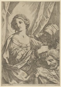 Judite agarrando a cabeça de Holofernes pelos cabelos e olhando para a esquerda, um velho wo..., 1600-1640.