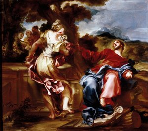 Cristo e Samaritano. Pintura de Giovanni Andrea de 