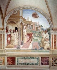 Benoit liberta um monge possuído por um demônio (São Bento liberta um homem possuído pelo demônio) afresco do cloitro feito por Antonio Bazzi dit il Sodoma (1477 - 1549) relatando a vida de São Bento de Nursie (480 - 567) fundador da Ordem de Benedito de Giovanni Antonio Bazzi Sodoma