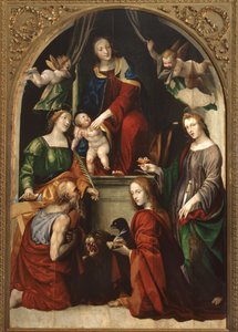 Madonna, Criança e Anjos entre os Santos Jerônimo, Catarina de Alexandria, Lúcia e João Evangelista, c.1513 de Giovanni Antonio Bazzi Sodoma