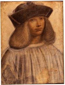 Retrato de Francesco Melzi (v. 1491- 1570) Pintor, aluno e acompanhante (amante) italiano de Leonard de Vinci (desenho)