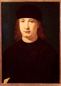 Retrato do poeta italiano Girolamo Casio (óleo sobre madeira, c.1500-1520) de Giovanni Antonio Boltraffio