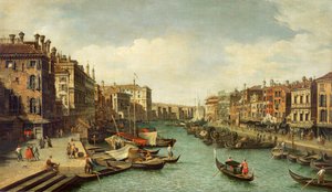 O Grande Canal, perto da Ponte Rialto, Veneza, c.1730 de Giovanni Antonio Canal