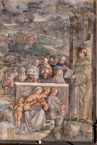 Santo António chega a Pádua, onde restaura a paz entre os cidadãos com a força e a doçura da sua pregação, Escola do Santo, pormenor de 2196876 de Giovanni Antonio Corona