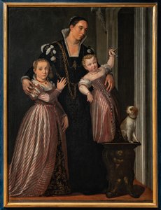 Retrato de Paola Bonanome Gualdo com as suas filhas Laura e Virginia