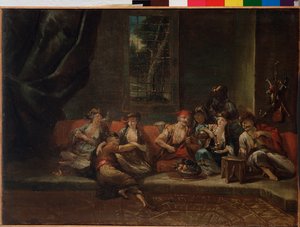 O harém, cena turca - óleo sobre tela