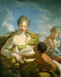 Vénus e Cupido (óleo sobre tela) de Giovanni Antonio Pellegrini