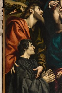 Altar de Santa Catarina, Nossa Senhora e Criança entre os Santos Filipe e Tiago e o doador Giacomo Schizzi, Il Pordenone 1522, Detalhe de Giovanni Antonio Pordenone