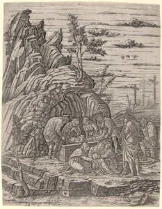O sepultamento com três pássaros de Giovanni Antonio da Brescia, after Andrea Mantegna