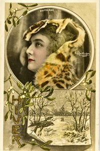 Cartão postal: Retrato de Mademoiselle Dufresne, Artista do Salão de Música de Phillipe de Marlier