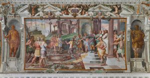 Histórias de Ulisses: detalhe do jogo de atirar pedras na corte dos feacianos, c.1560 (fresco) (detalhe de 3606285)