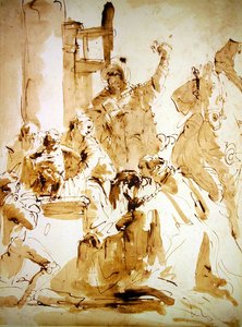 Adoração dos Magos (caneta e tinta marrom e lavagem em papel) de Giovanni Battista Tiepolo